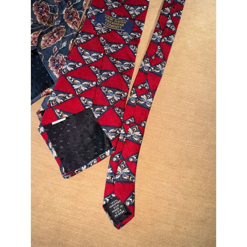 4 Ties; Botany 500, Stafford Executive, A Silk Tie, New Haven Neckwear Co. Tie